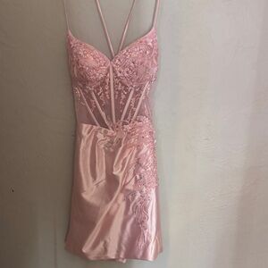 Elegant Candy Pink Sequin Prom Dress